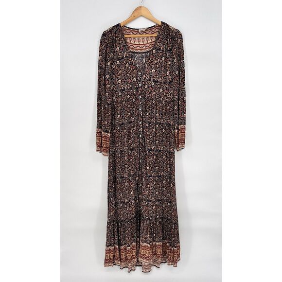 Faherty Toluca Maxi Dress in Monserrat Floral Sz Large Long Sleeve Button Front - Picture 3 of 11